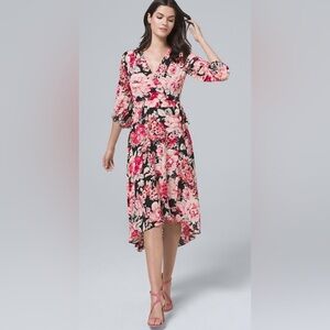 WHBM Tie Waist Floral Wrap Dress Size Large L